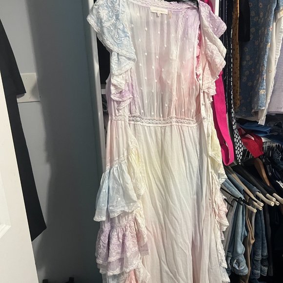LoveShackFancy India Tie Dye Maxi Eyelet Summer Dress Size XS S M size 4 $725 - Picture 6 of 8